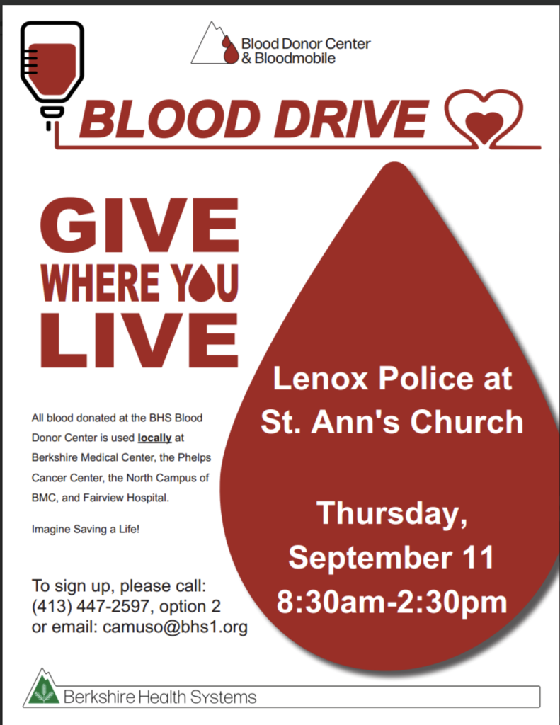 Blood Donation on September 11th at St. Ann's Church