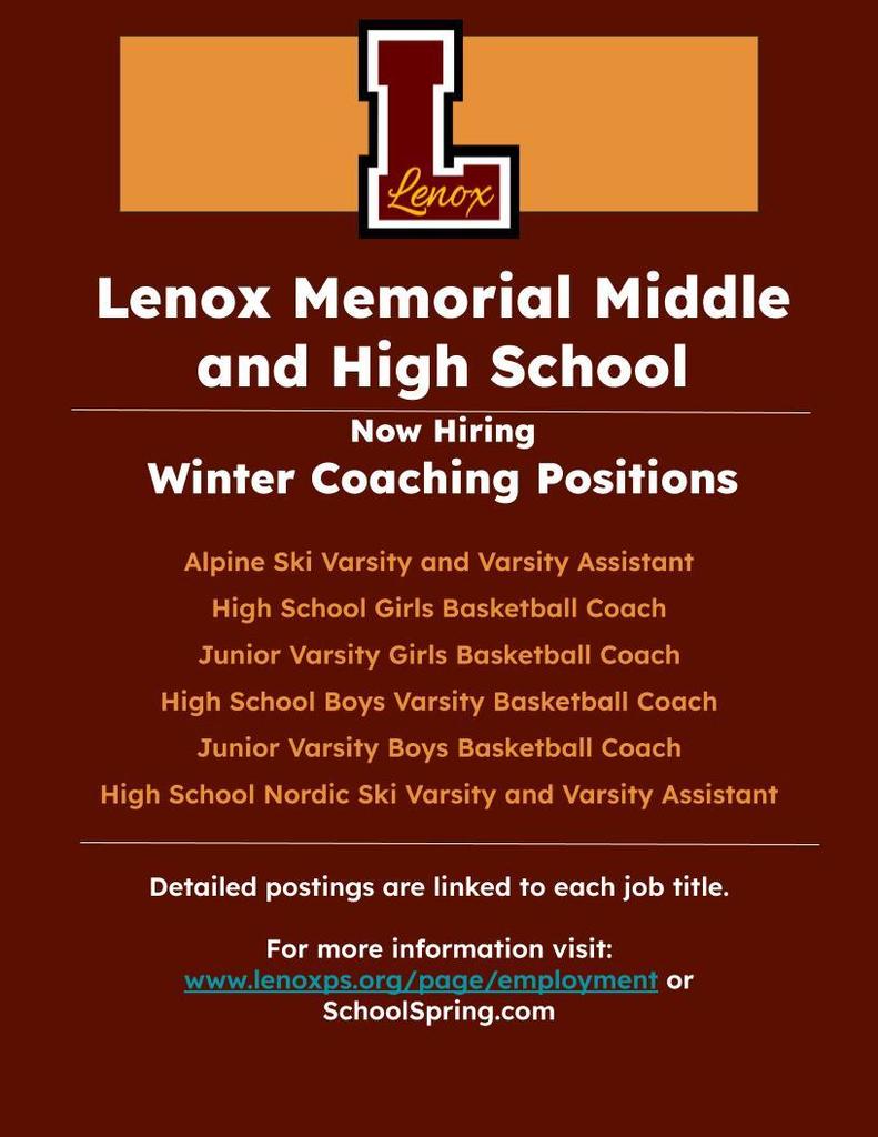 Winter Coaching Positions flyer