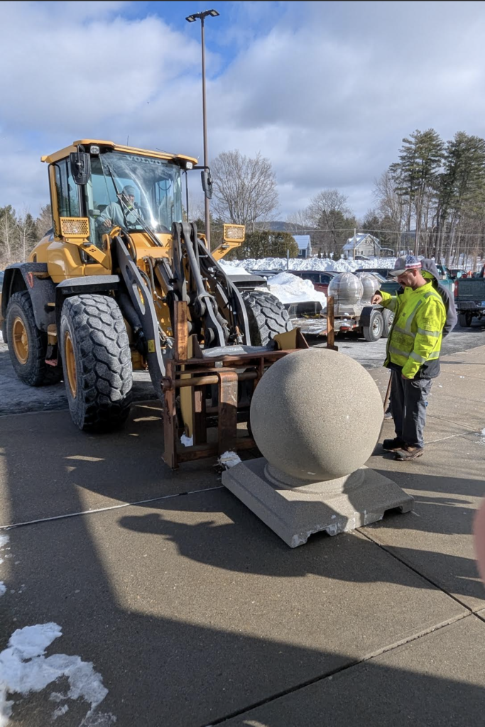 Bollard being placed at LMMHS
