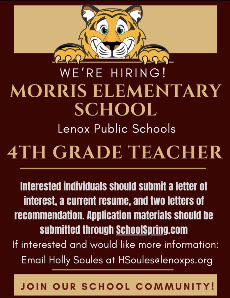 Morris Elementary School  posting for 4th grade teacher