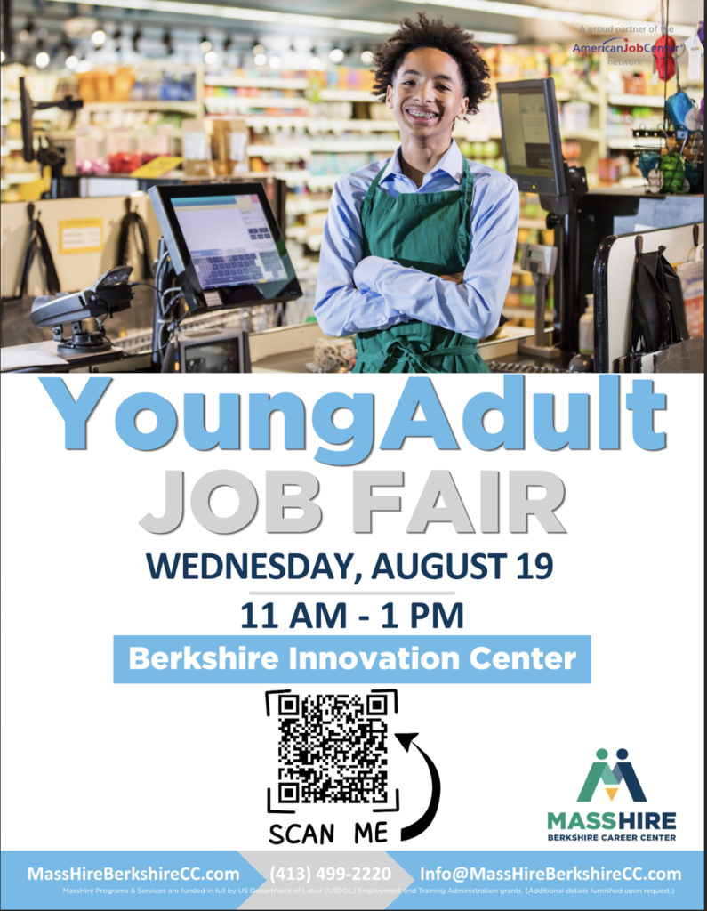 Young Adult Job Fair on Wednesday, August 19, 2026. 11AM to 1PM