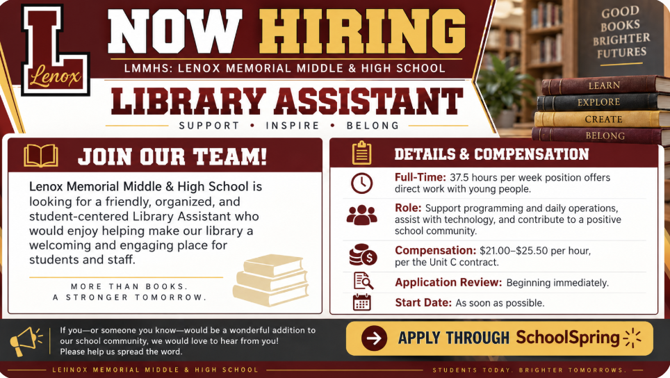LMMHS Library Assistant Posting