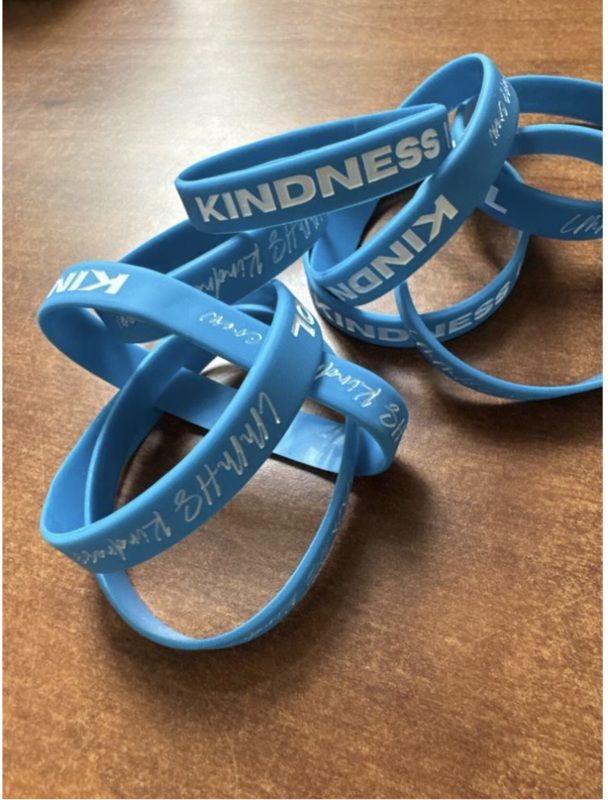 To promote the kindness initiative at Lenox Memorial Middle and High School, seniors in the Kindness Crew handed out these bracelets on opening day to encourage a shift in school culture toward compassion and empathy.