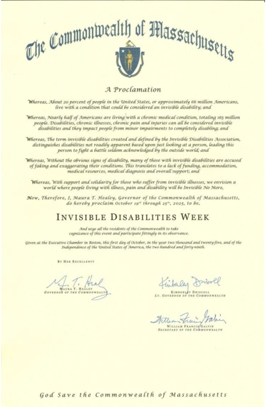 Gov. Maura Healey issued a proclamation surrounding Invisible Disabilities Week following outreach from a local student.