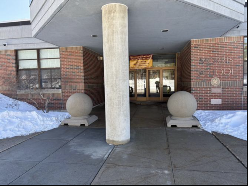 Bollards in front of Morris main entrance