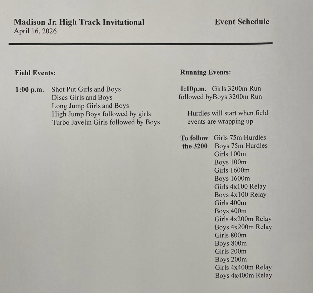schedule of events