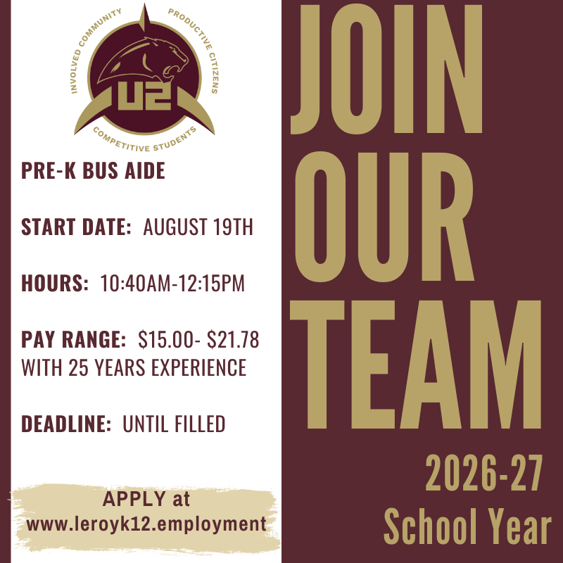 Join our team as a Pre-K Bus Aide!