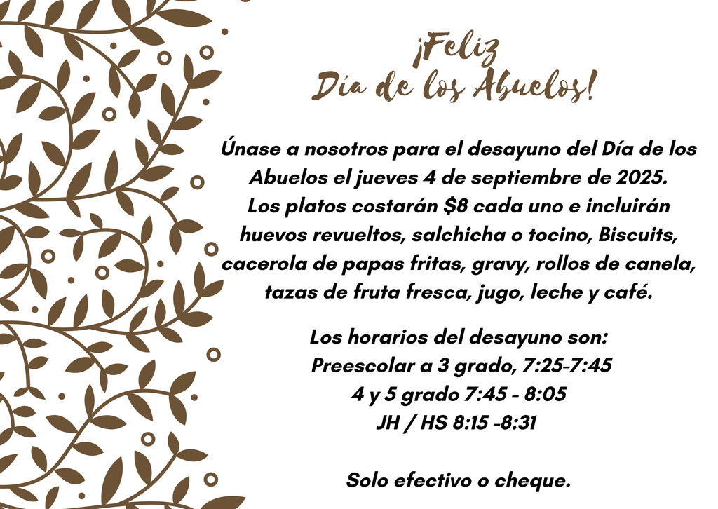 Grandparent's Day Flyer Information. 