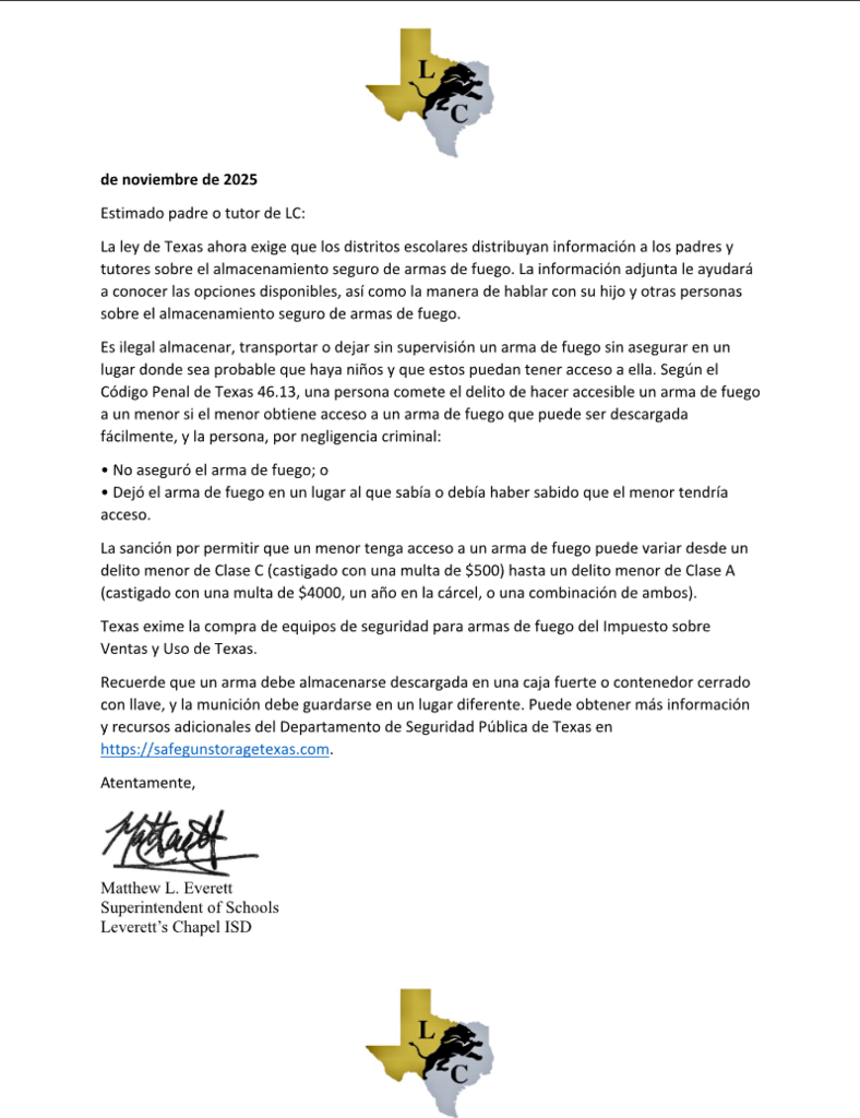 Information on safe storage of firearms.