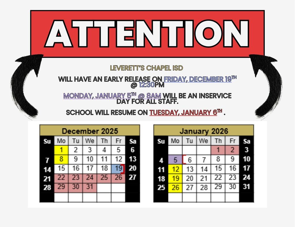Graphic for Christmas Break schedule.