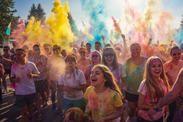 Image of a group of people participating in a color run