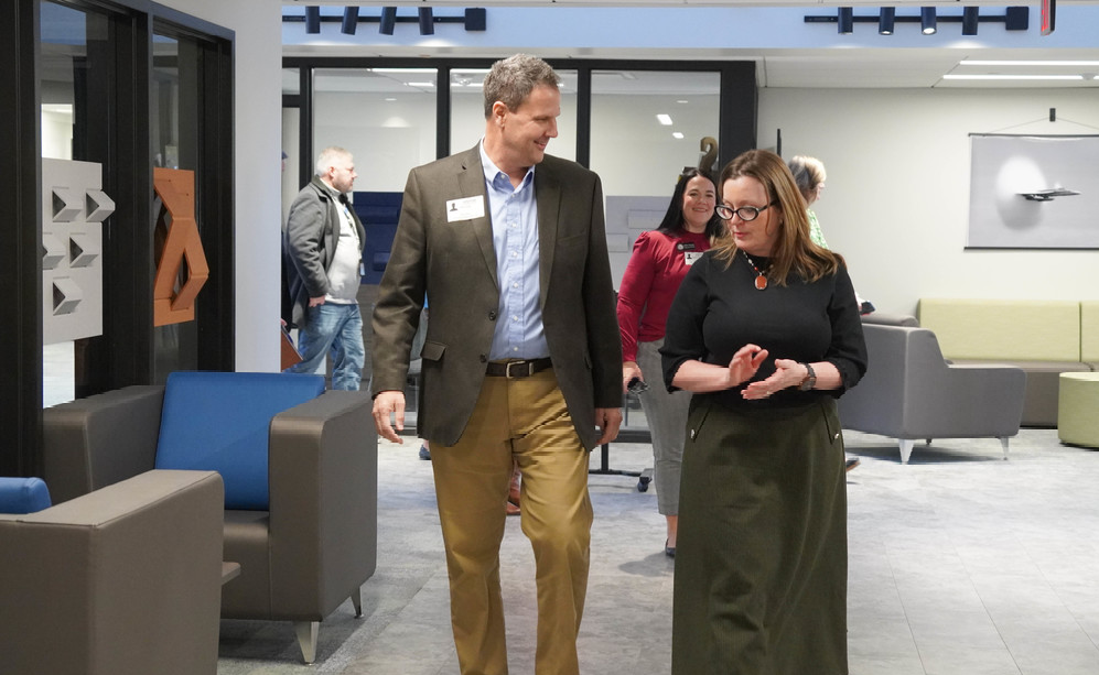 Jeff Crank visits the CIC with Director Amy Sienkowski.