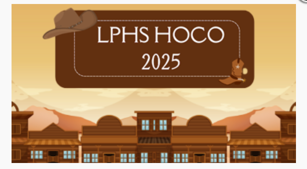 LPHS HOCO 2025 title banner with western town graphic