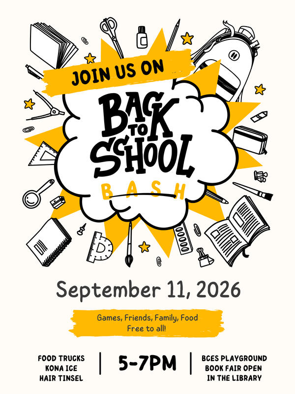 Back to School Bash Flyer, Sept 11, 5-7pm