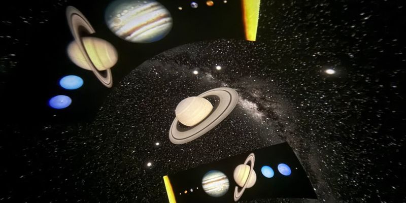 A look at Saturn on the inside of the inflatable planetarium