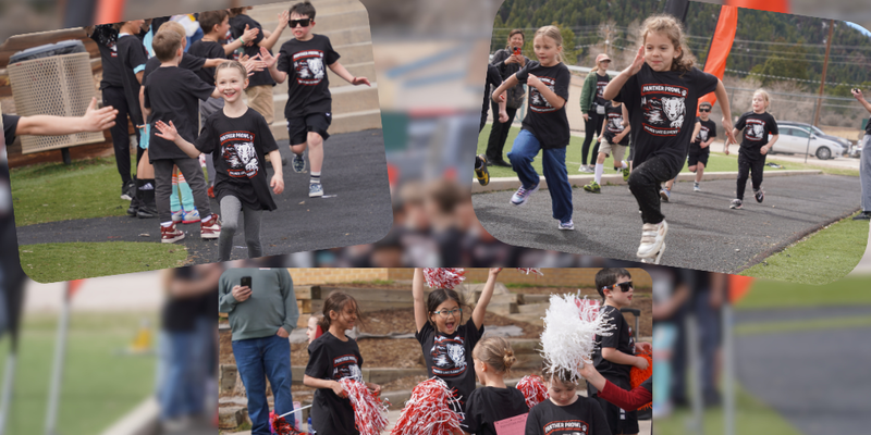 3 different images of students running and cheering during Panther Prowl