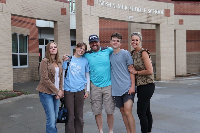Family at the front door of LPMS