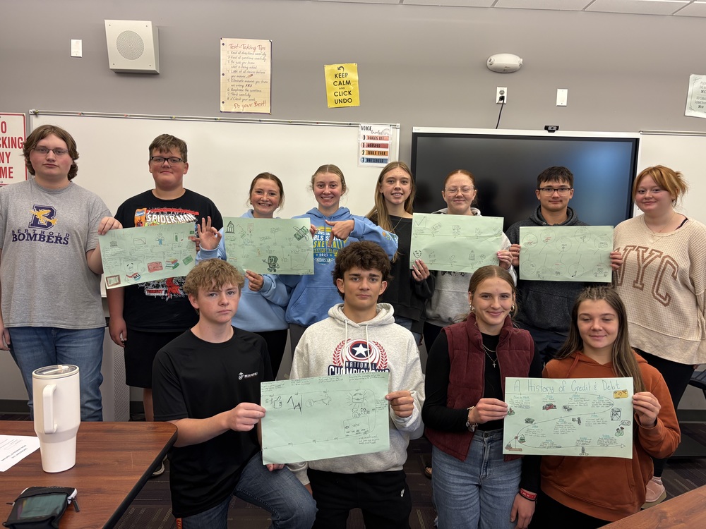 Students displaying their timelines,