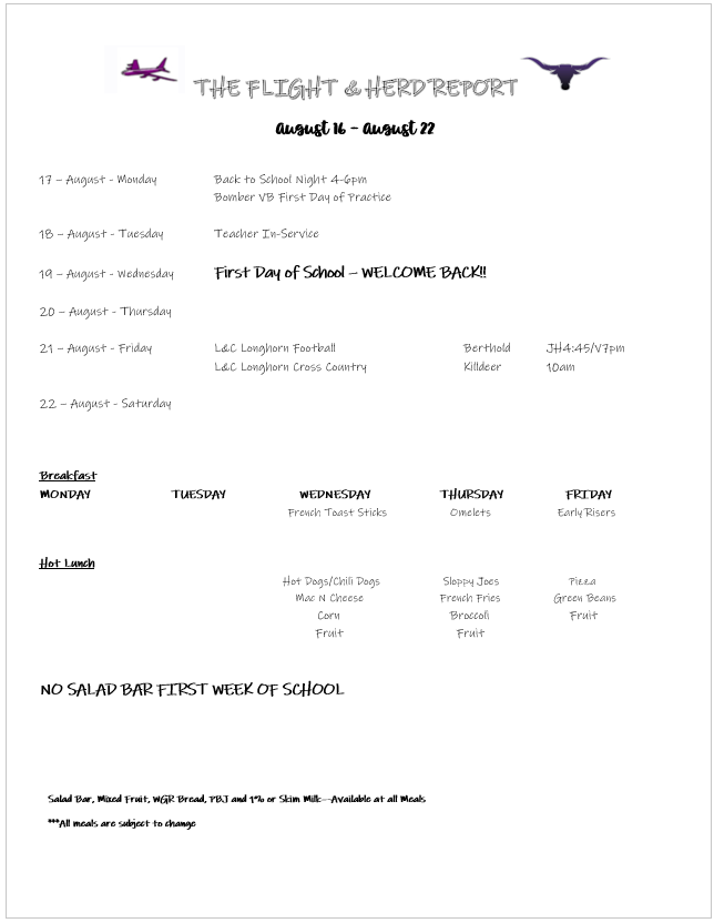 Flight and Herd Report