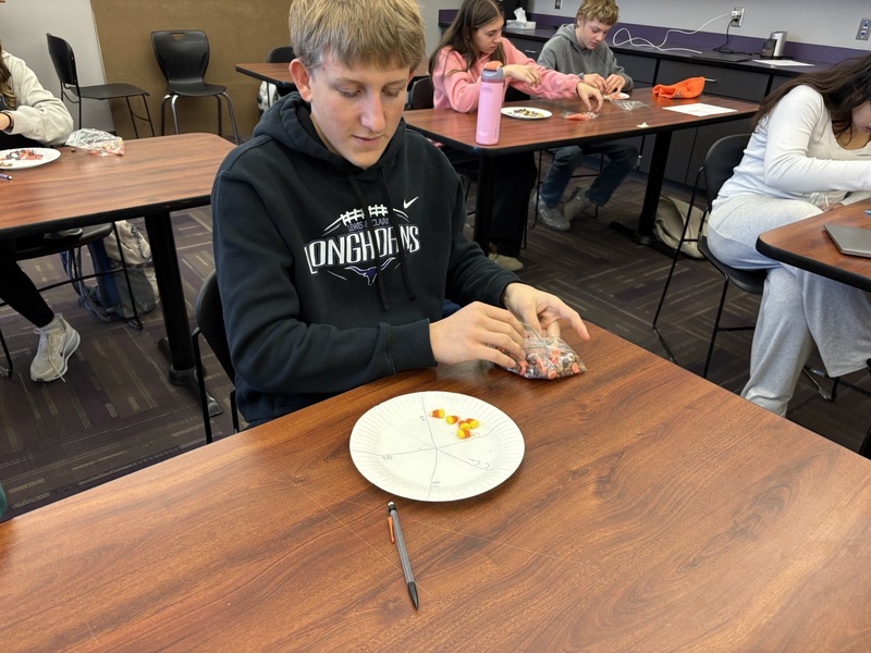 Students sorting Monster cereal.