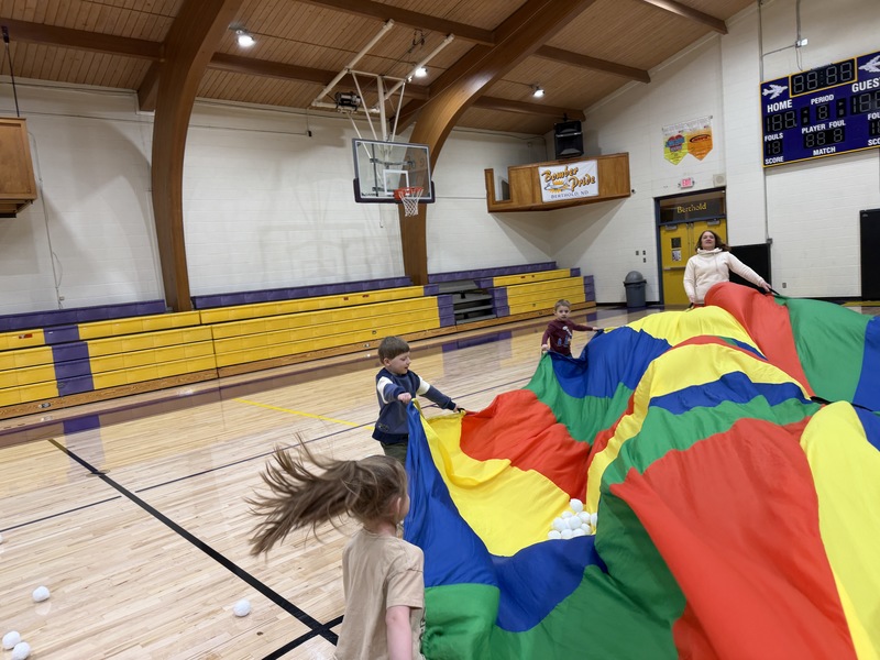 Parachute play with preschoolers