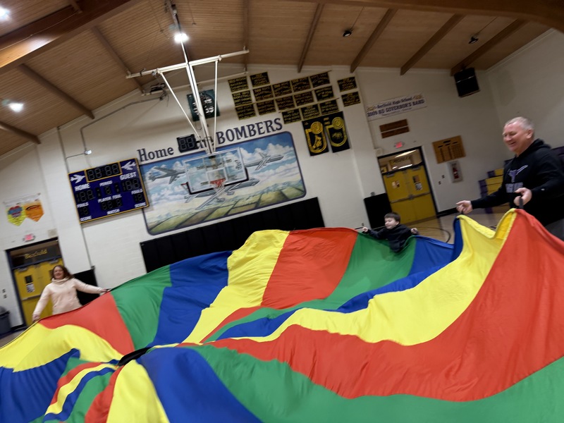 Parachute play with preschoolers