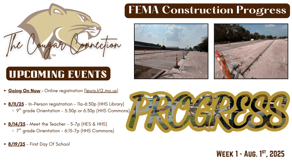 Cougar Connection Update of upcoming events