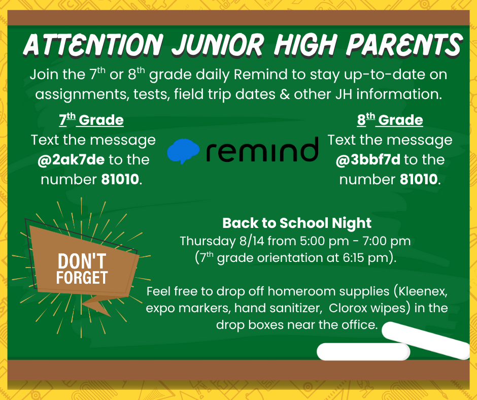 Junior high reminders