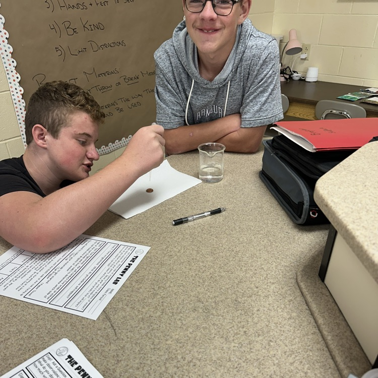 students working on penny lab