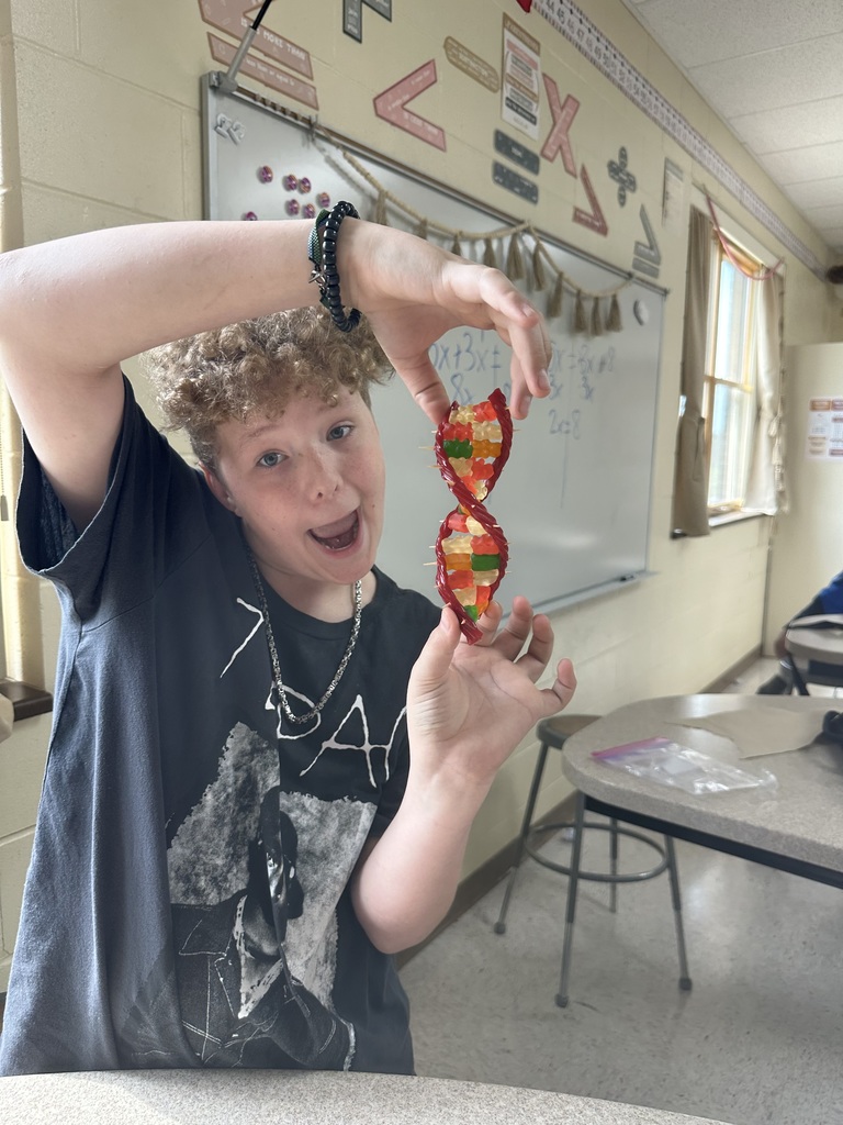Students showing their candy DNA models