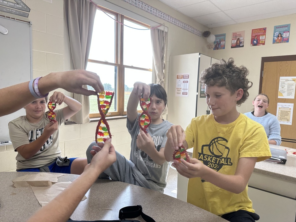 Students showing their candy DNA models