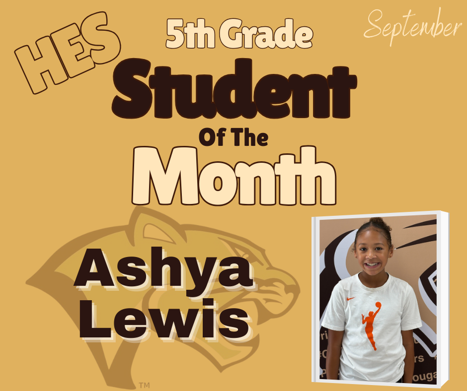5th Grade Student of the Month Ashya Lewis