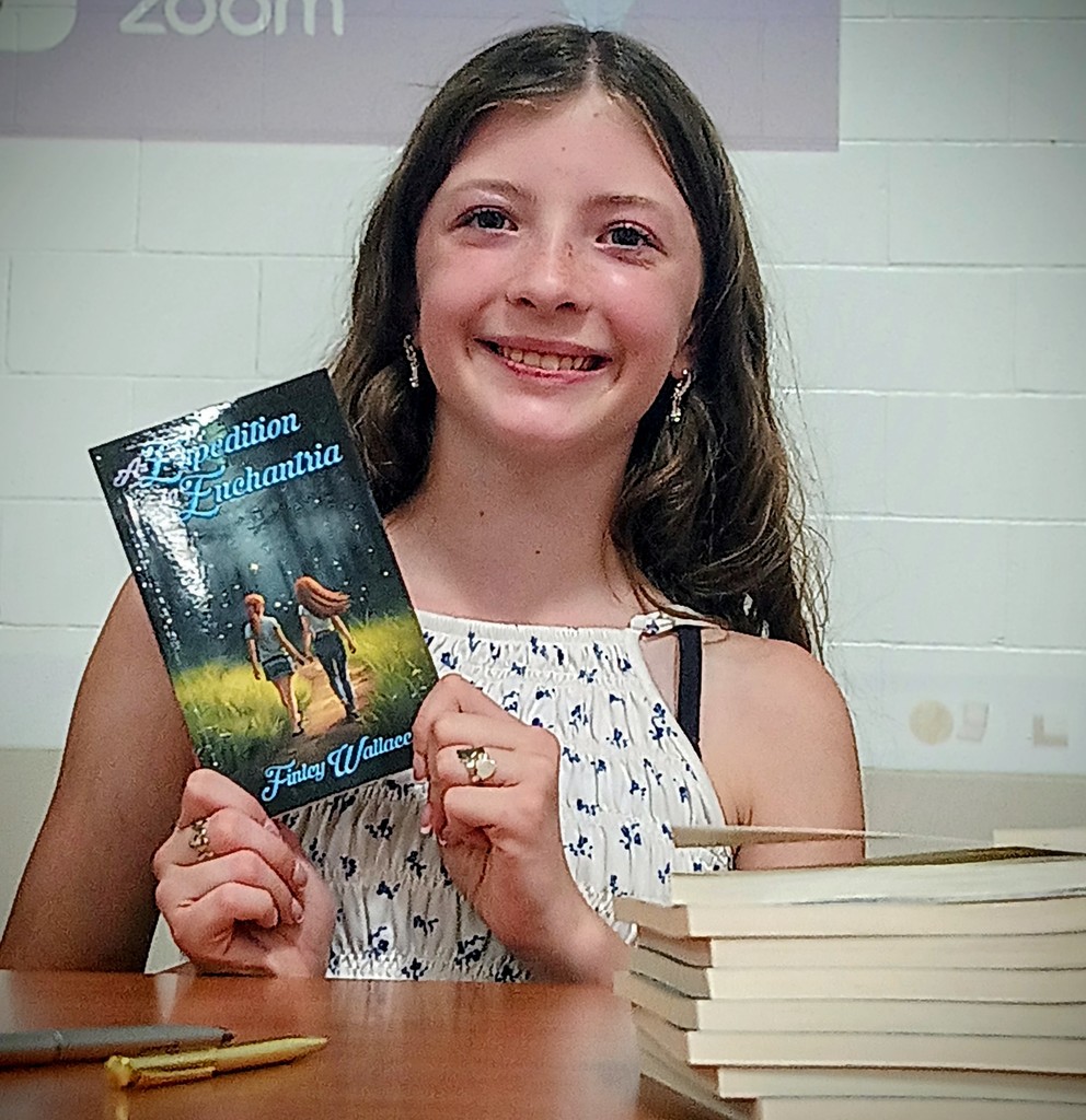 Finley with her book