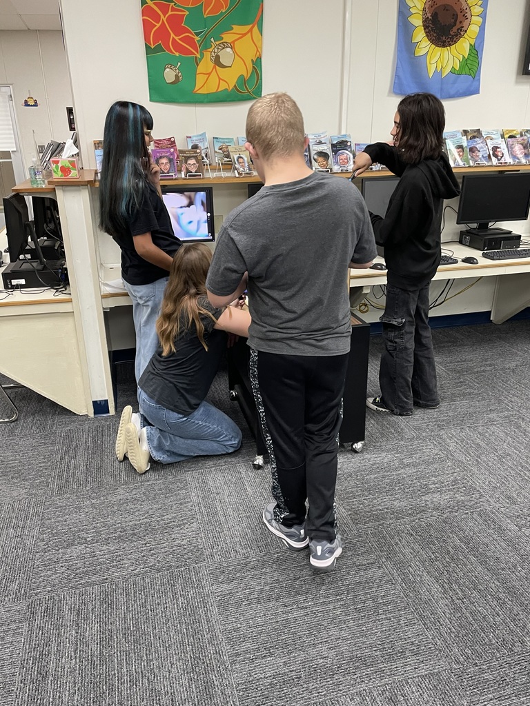 Students attempting to complete a task in a box using grabbers and a webcam