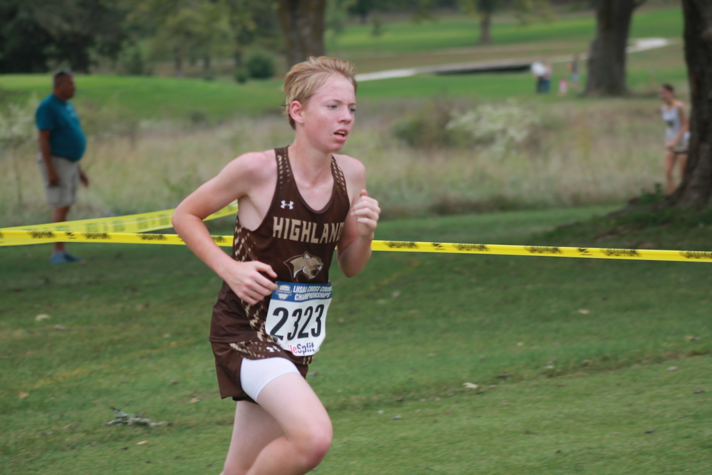 Aiden Martin running his way to a 9th place finish and earning a medal at the Centralia Invite on Tuesday, October 14th.