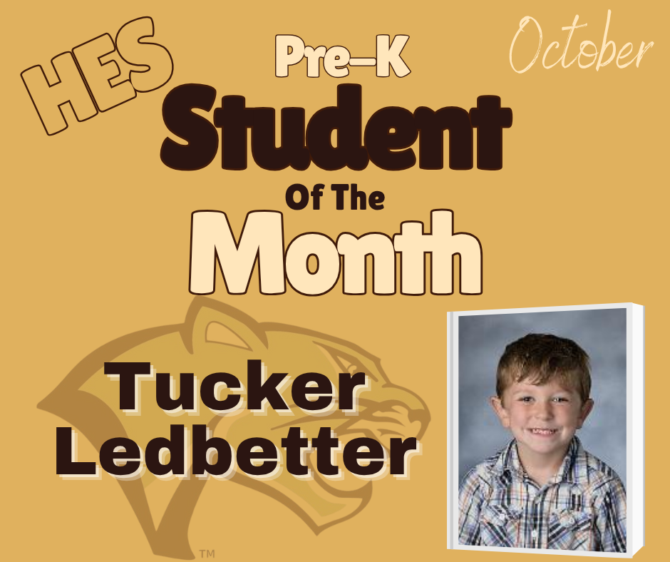 PreK Student of the Month Tucker Ledbetter