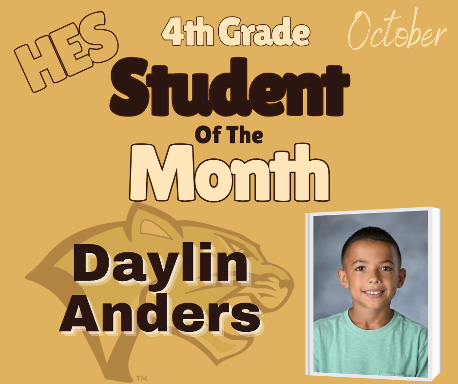 4th Grade Student of the Month Daylin Anders