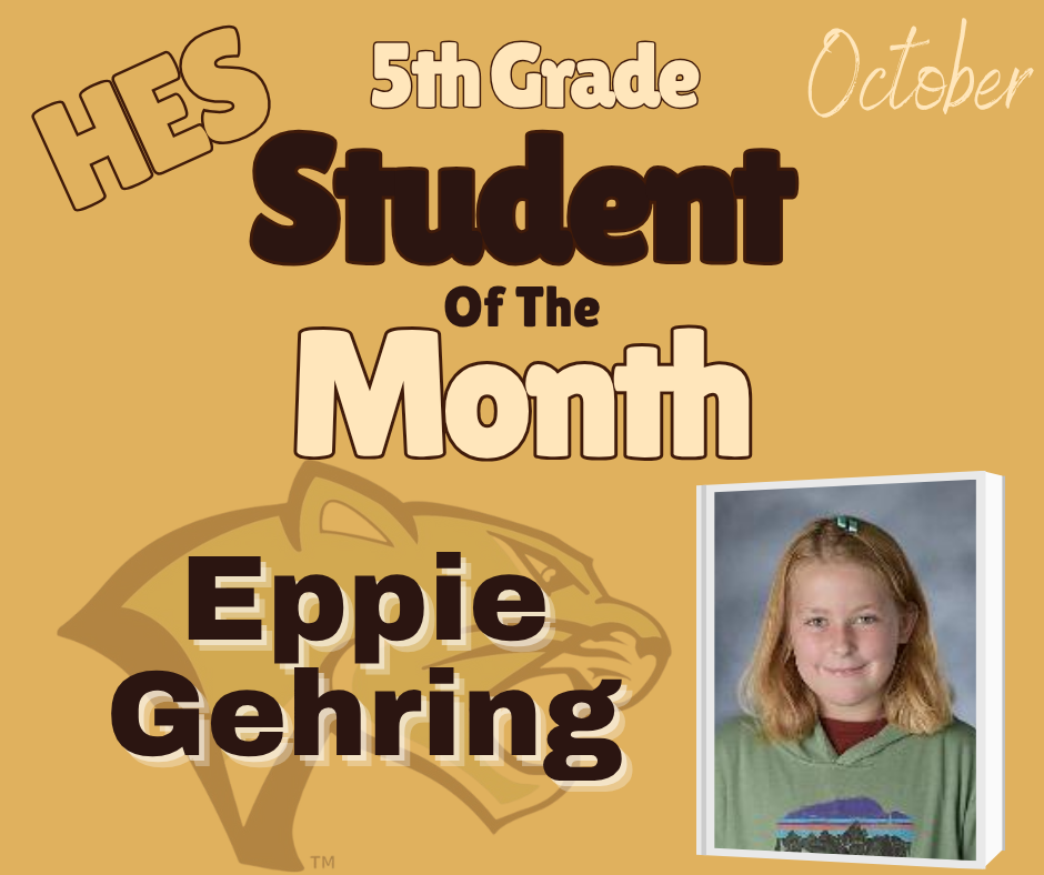 5th Grade Student of the Month Eppie Gehring