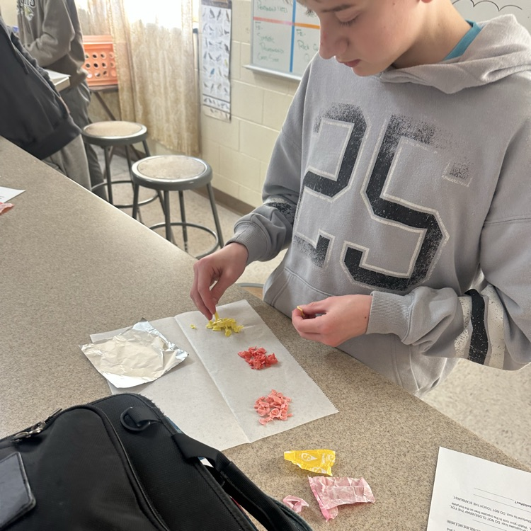 student working on starburst rock cycle lab