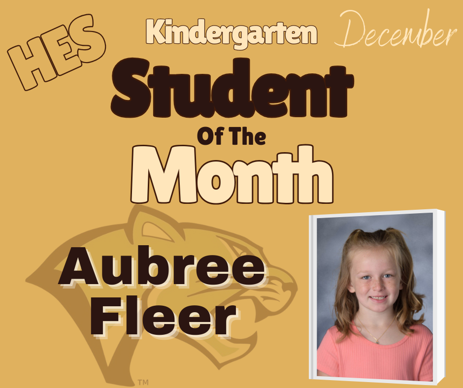 Kindergarten Student of the Month Aubree Fleer