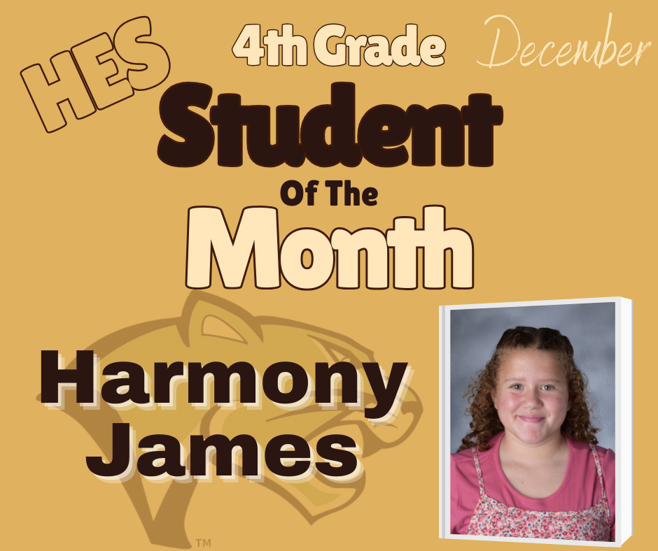 4th grade Student of the Month Harmony James