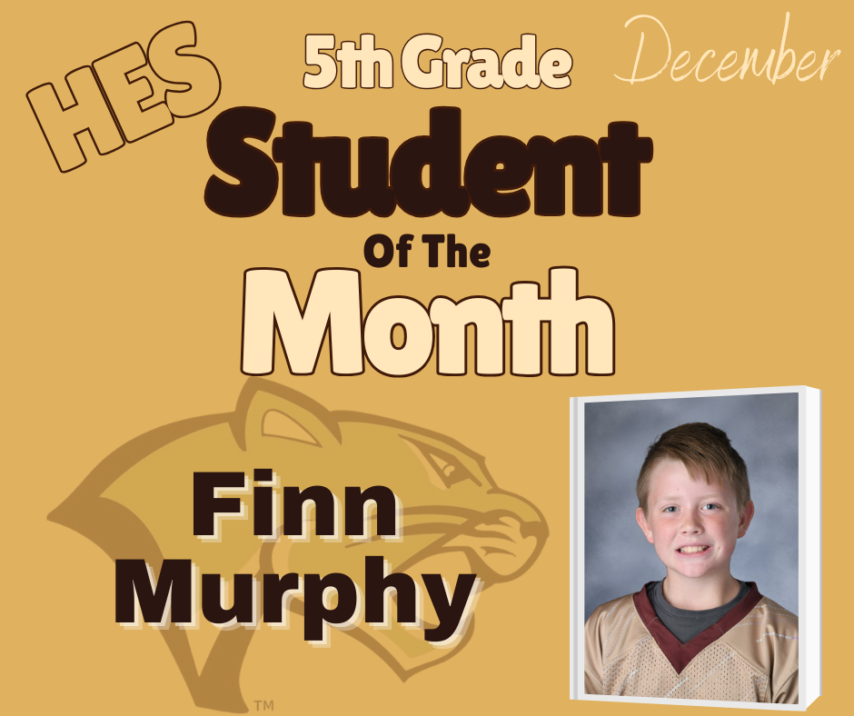 5th Grade Student of the Month Finn Murphy
