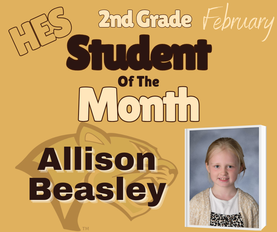 Second Grade Student of the Month Allison Beasley
