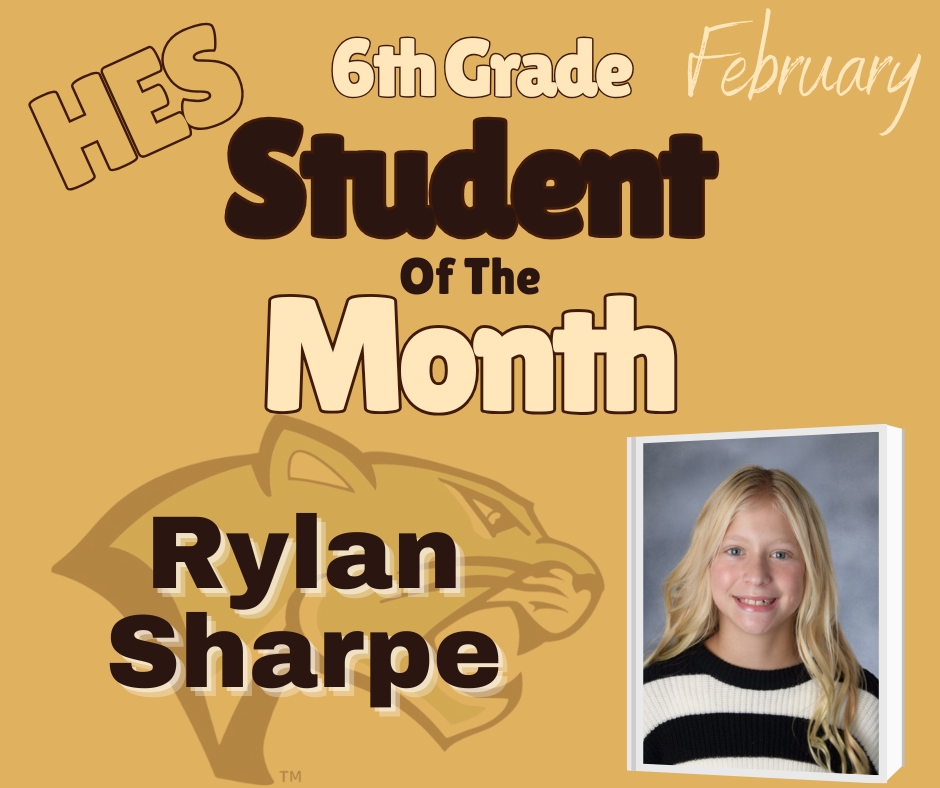 Sixth Grade Student of the Month Rylan Sharpe