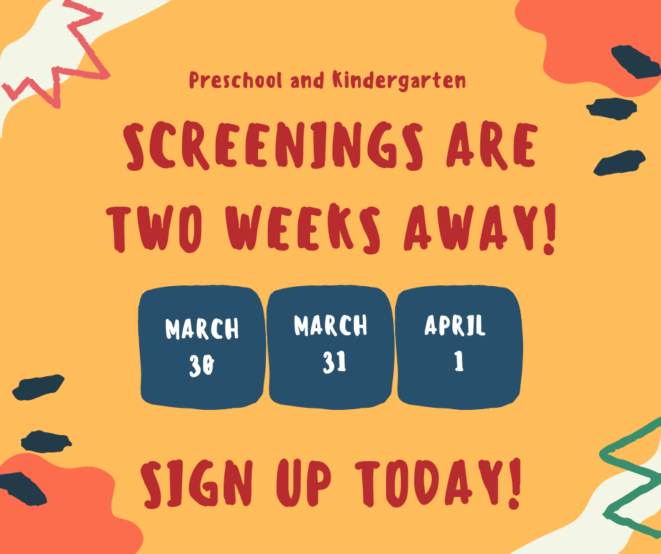 PreK and K screening reminder