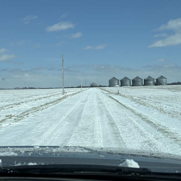 image of road BB still completely covered with snow/ice