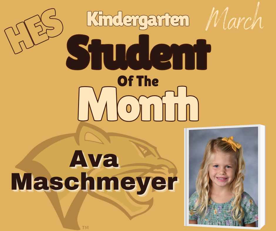 Kindergarten Student of the Month Ava Maschmeyer