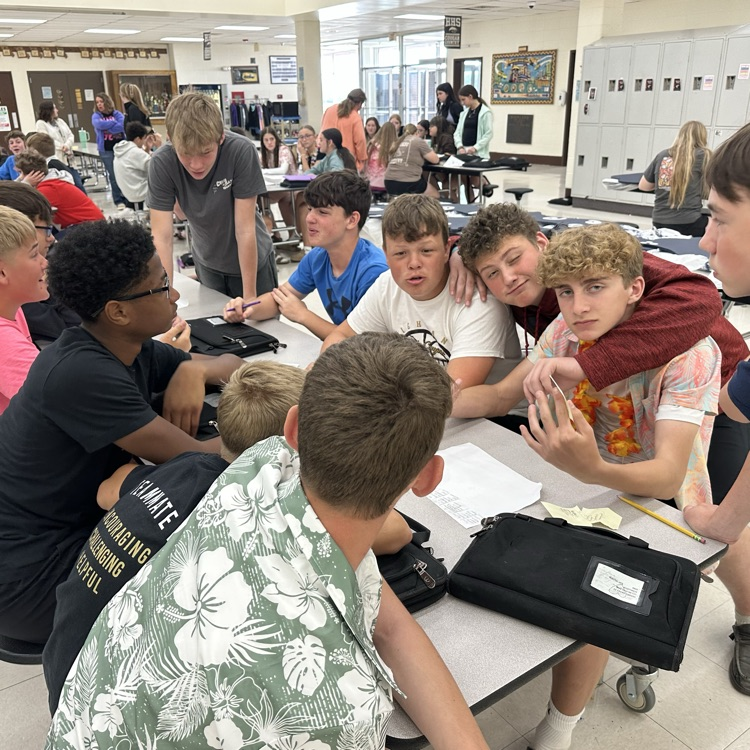 jr high students working on core values