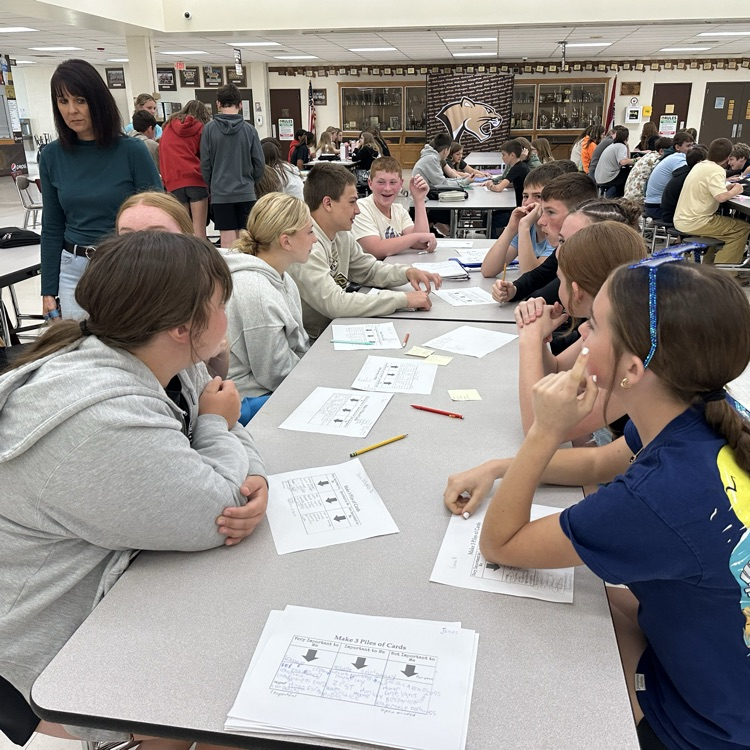 jr high students working on core values