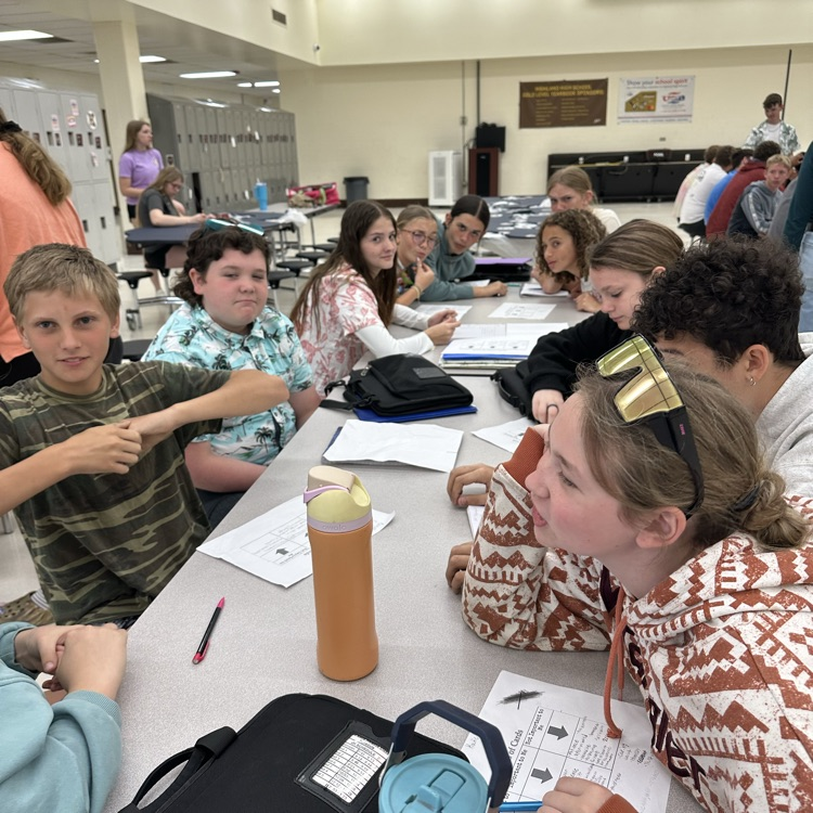 jr high students working on core values